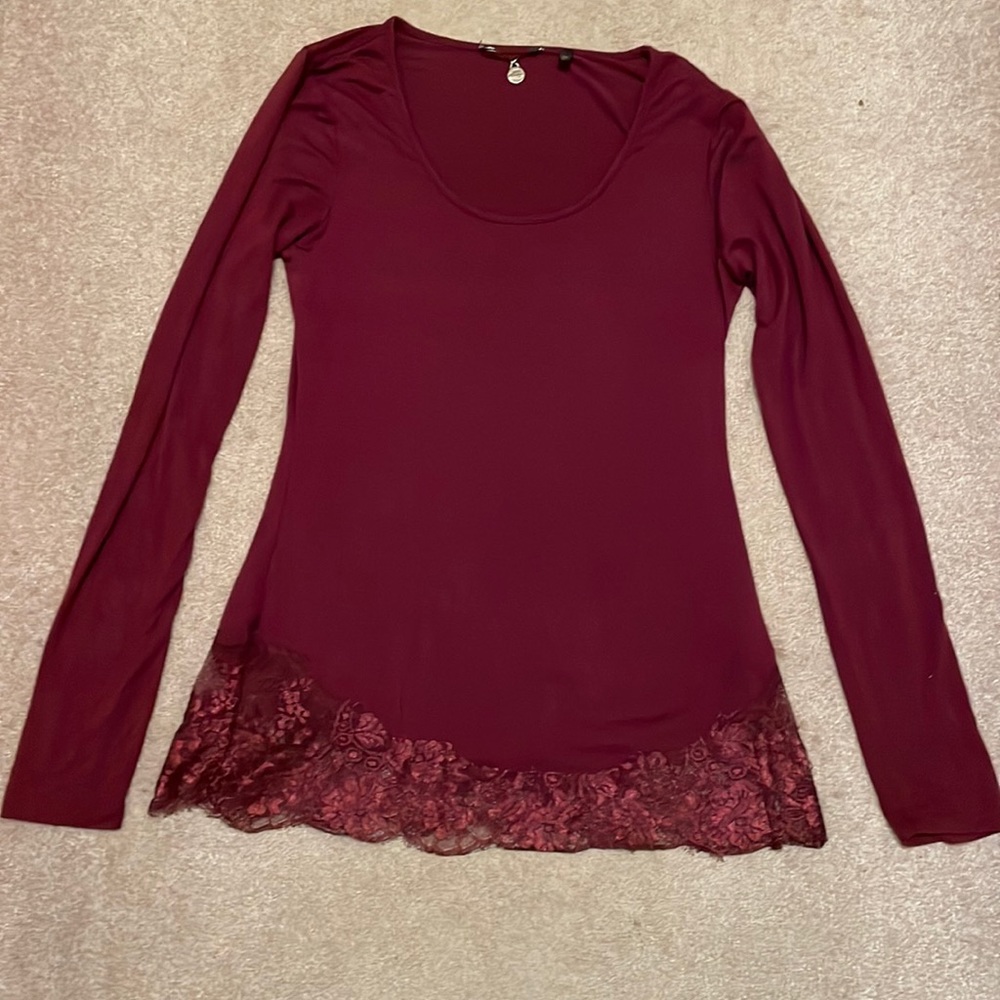 Wine long sleeved shirt. Size M